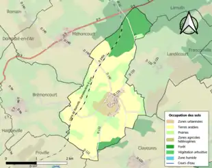 Carte en couleurs présentant l'occupation des sols.