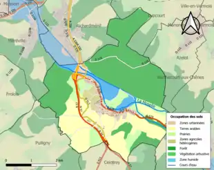 Carte en couleurs présentant l'occupation des sols.