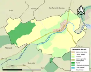 Carte en couleurs présentant l'occupation des sols.