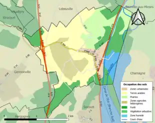 Carte en couleurs présentant l'occupation des sols.