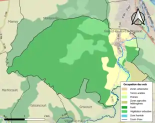 Carte en couleurs présentant l'occupation des sols.