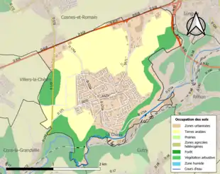 Carte en couleurs présentant l'occupation des sols.