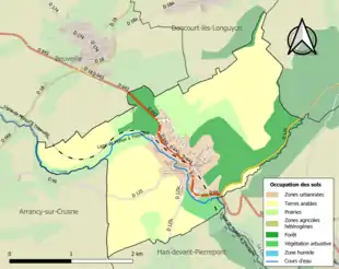 Carte en couleurs présentant l'occupation des sols.