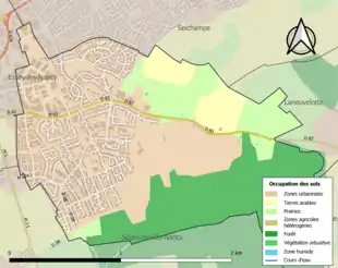 Carte en couleurs présentant l'occupation des sols.