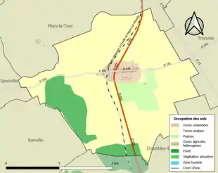 Carte en couleurs présentant l'occupation des sols.