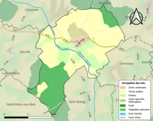 Carte en couleurs présentant l'occupation des sols.