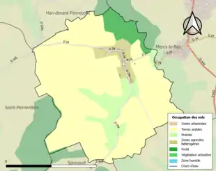 Carte en couleurs présentant l'occupation des sols.