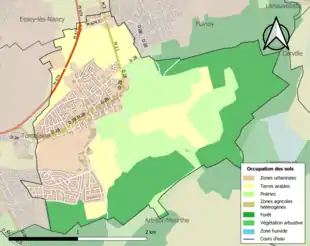 Carte en couleurs présentant l'occupation des sols.