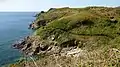 Le GR 34 et les falaises entre la plage d'Illien et la pointe de Brenterc'h.