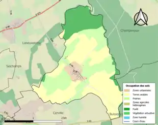 Carte en couleurs présentant l'occupation des sols.