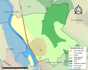 Carte en couleurs présentant l'occupation des sols.