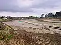 Tables ostréicoles dans la Rivière du Sac'h à marée basse.