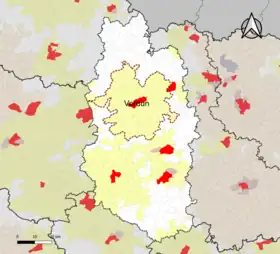 Localisation de l'aire d'attraction de Verdun dans le département de la Meuse.