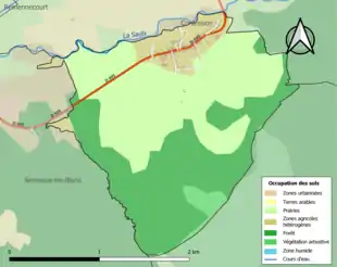 Carte en couleurs présentant l'occupation des sols.