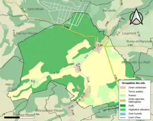 Carte en couleurs présentant l'occupation des sols.