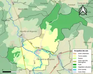 Carte en couleurs présentant l'occupation des sols.