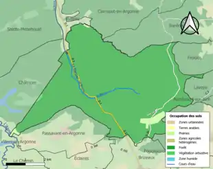 Carte en couleurs présentant l'occupation des sols.