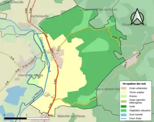 Carte en couleurs présentant l'occupation des sols.