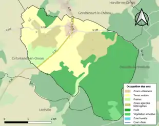 Carte en couleurs présentant l'occupation des sols.