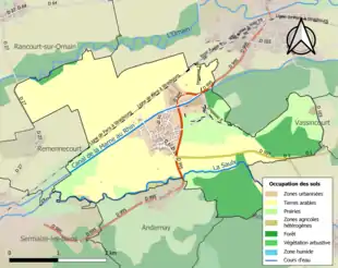 Carte en couleurs présentant l'occupation des sols.