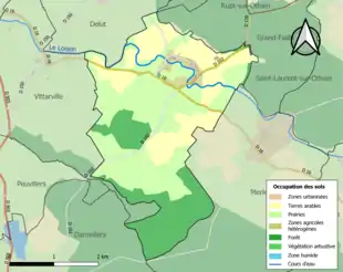 Carte en couleurs présentant l'occupation des sols.