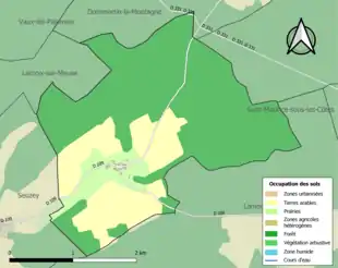 Carte en couleurs présentant l'occupation des sols.