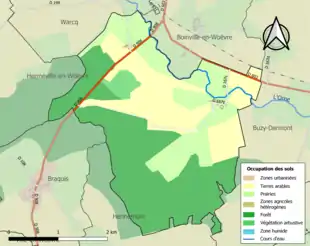 Carte en couleurs présentant l'occupation des sols.