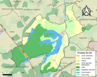 Carte en couleurs présentant l'occupation des sols.