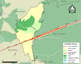 Carte en couleurs présentant l'occupation des sols.