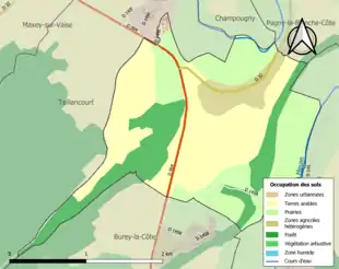 Carte en couleurs présentant l'occupation des sols.