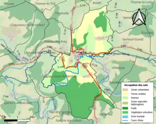 Carte en couleurs présentant l'occupation des sols.