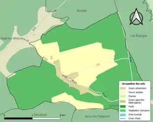 Carte en couleurs présentant l'occupation des sols.