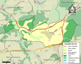 Carte en couleurs présentant l'occupation des sols.