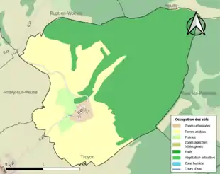 Carte en couleurs présentant l'occupation des sols.