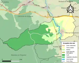 Carte en couleurs présentant l'occupation des sols.