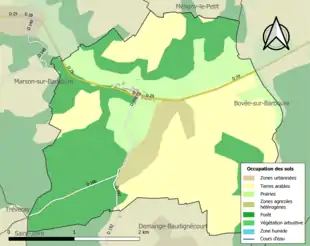 Carte en couleurs présentant l'occupation des sols.