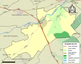 Carte en couleurs présentant l'occupation des sols.