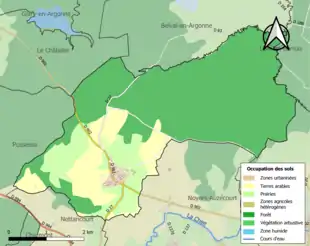 Carte en couleurs présentant l'occupation des sols.