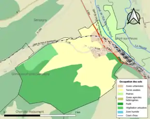 Carte en couleurs présentant l'occupation des sols.