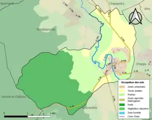 Carte en couleurs présentant l'occupation des sols.