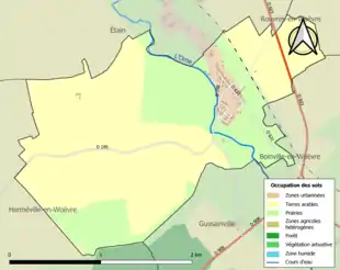 Carte en couleurs présentant l'occupation des sols.