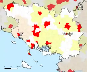 Localisation de l'aire d'attraction de Malestroit dans le département du Morbihan.
