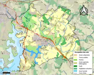 Carte en couleurs présentant l'occupation des sols.