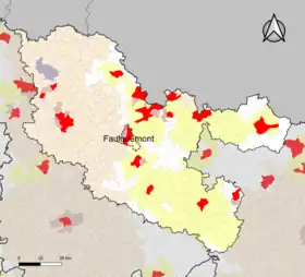 Localisation de l'aire d'attraction de Faulquemont dans le département de la Moselle.