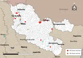 Carte des communes avec sites Seveso