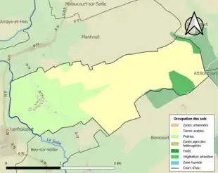 Carte en couleurs présentant l'occupation des sols.