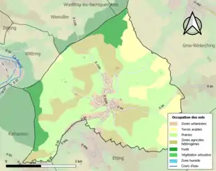 Carte en couleurs présentant l'occupation des sols.