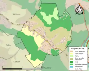 Carte en couleurs présentant l'occupation des sols.