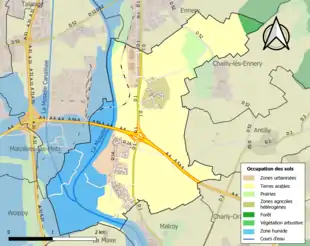 Carte en couleurs présentant l'occupation des sols.