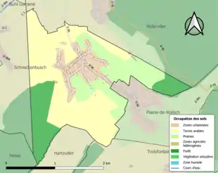 Carte en couleurs présentant l'occupation des sols.